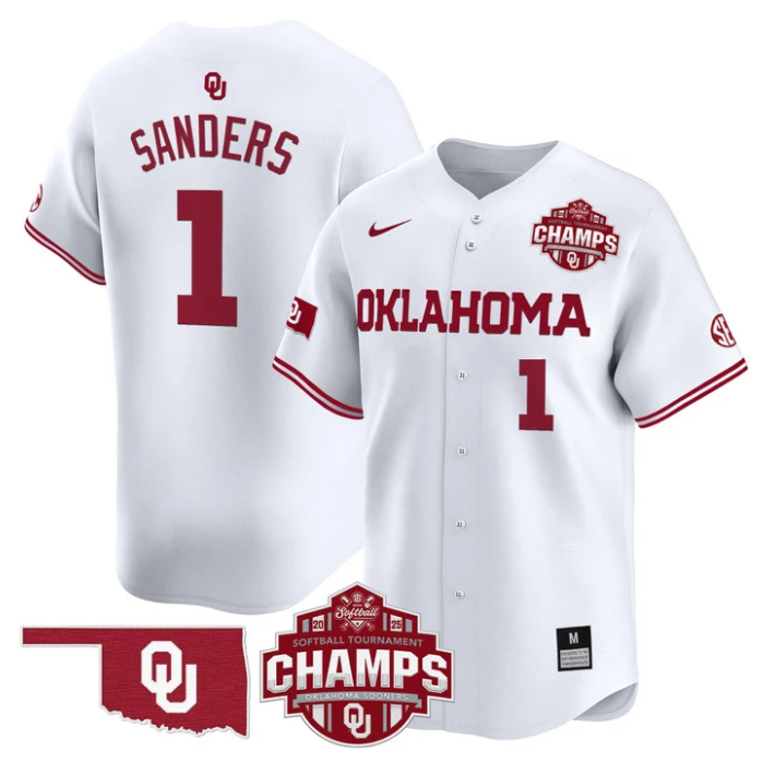 Cydney Sanders Jersey #1 Oklahoma Sooners 2025 SEC Champions Patch Limited Stitched White by My Store