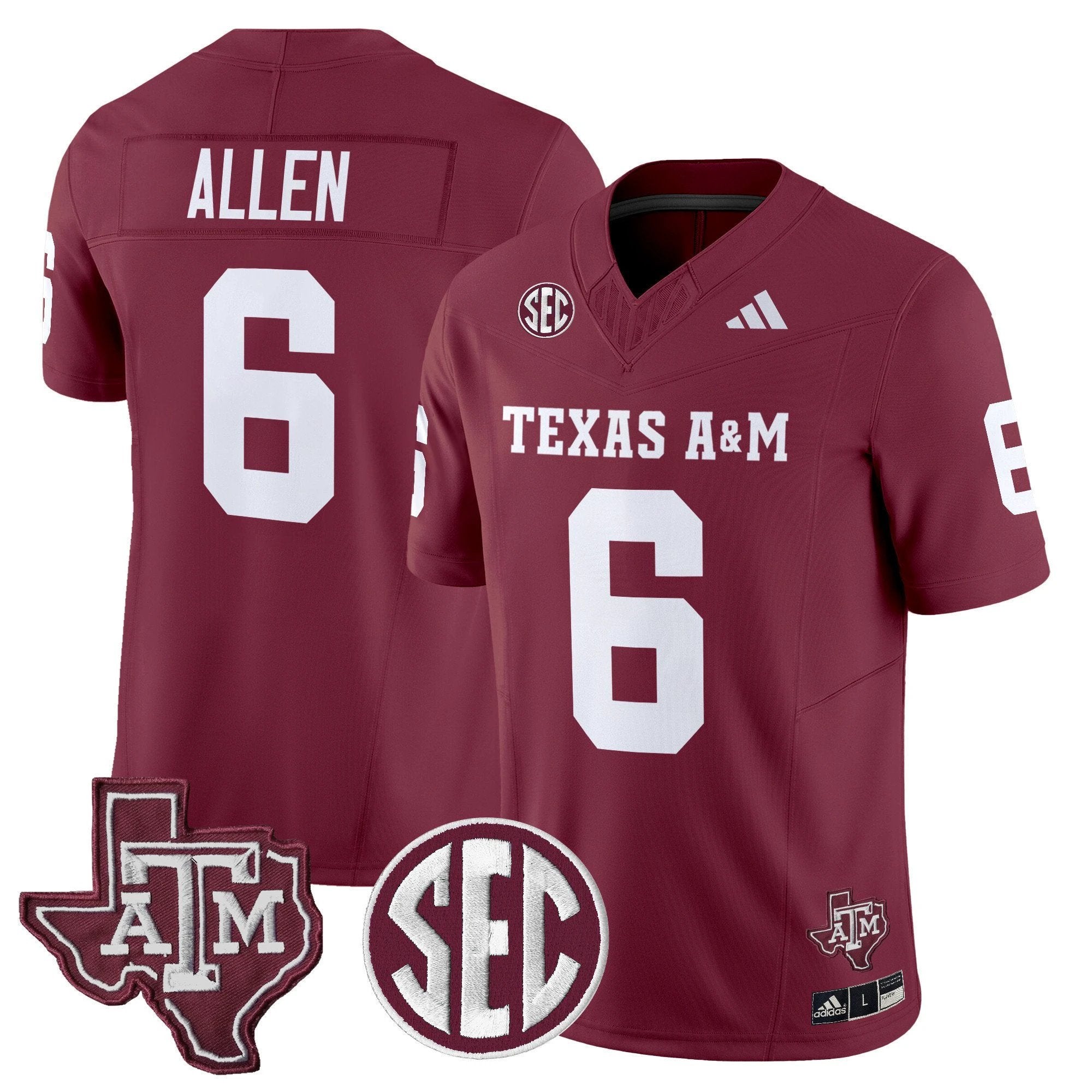 Cyrus Allen Jersey #6 Texas A&M Aggies 2025 Vapor Stitched by My Store NCAA Football Jerseys