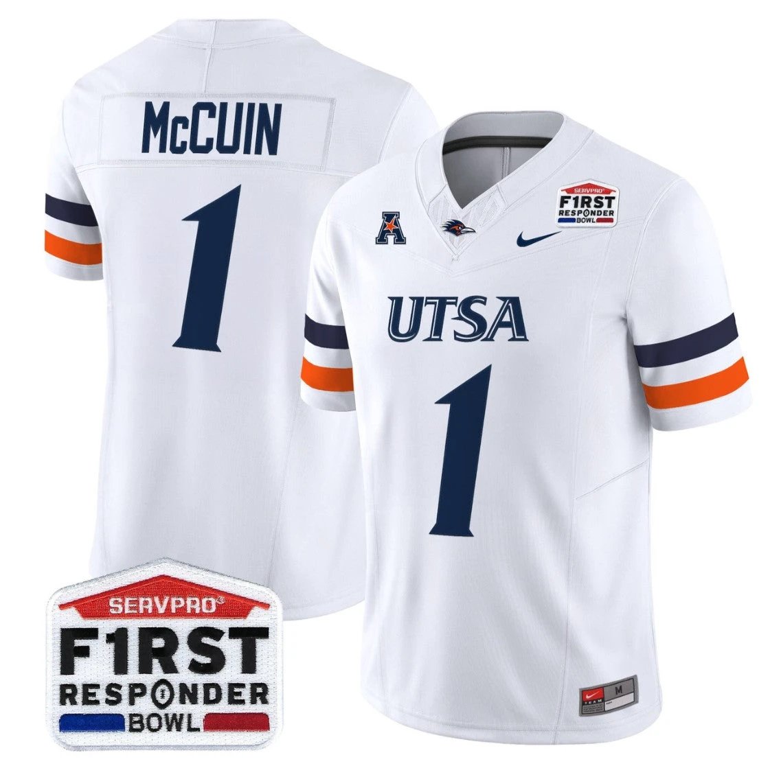 Devin McCuin Jersey #1 UTSA Roadrunners 2025 First Responder Bowl Stitched by My Store NCAA Football Jerseys