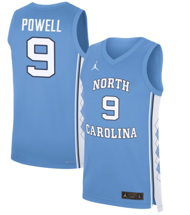 Drake Powell Jersey #9 North Carolina Tar Heels Basketball Blue by My store basketball