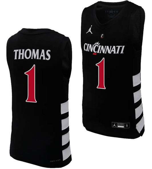 Day Day Thomas Jersey #1 Cincinnati Bearcats College Basketball Replica 2023-24 Black by My store basketball