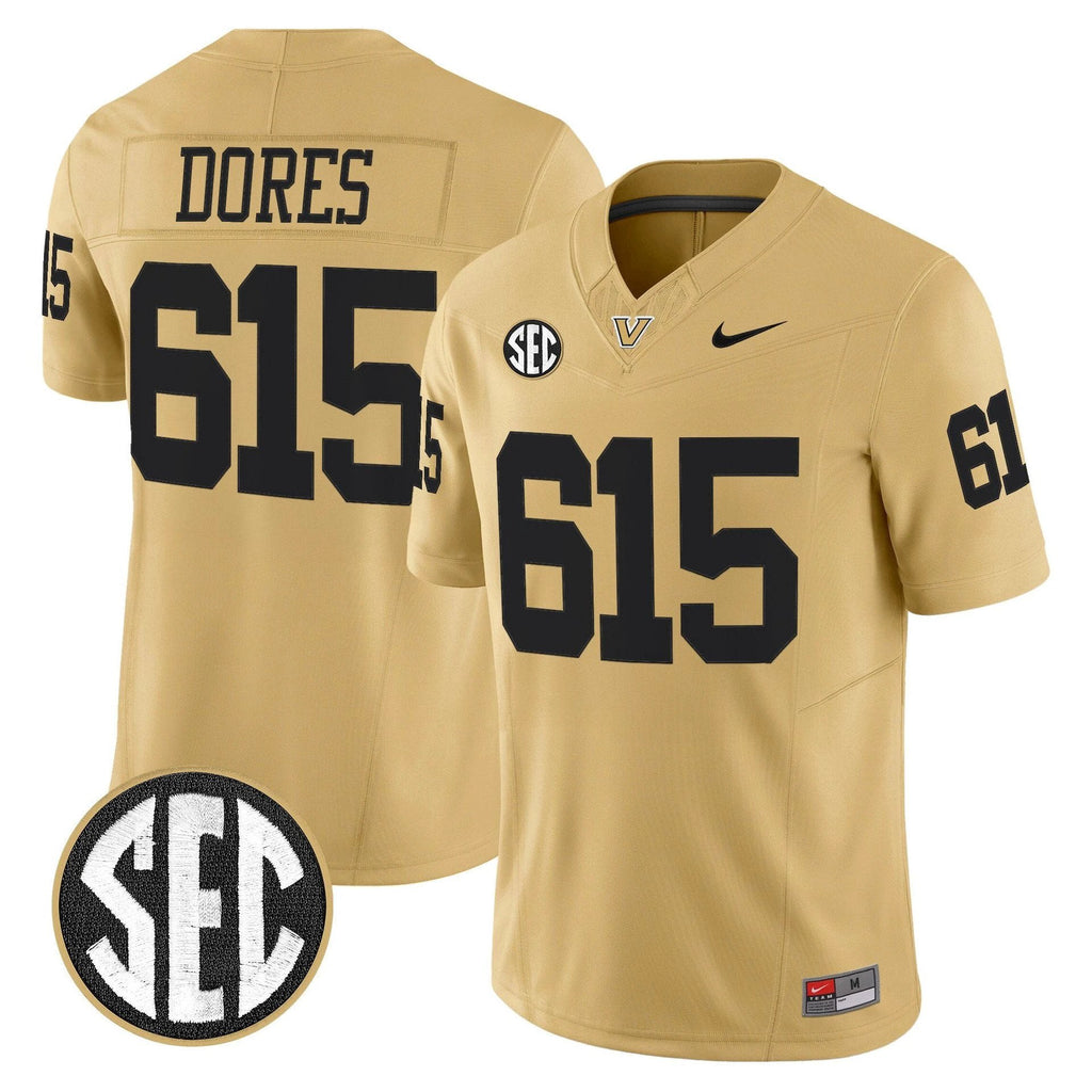 Dores Jersey #615 Vanderbilt Commodores 2025 Limited Stitched Gold by My Store