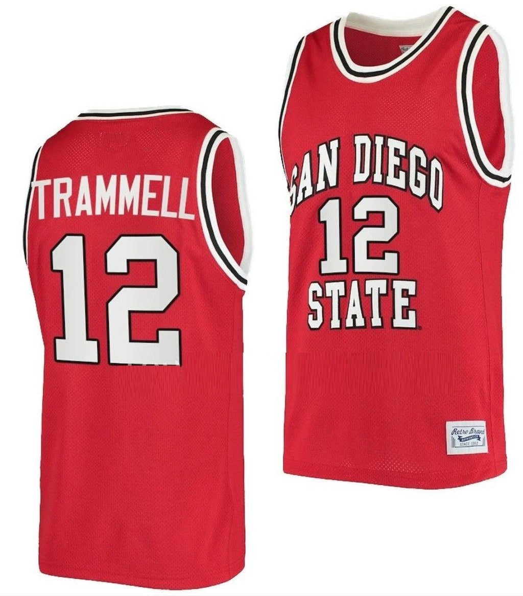 Darrion Trammell Jersey San Diego State Aztecs College Basketball Red Retro #12 by My store basketball