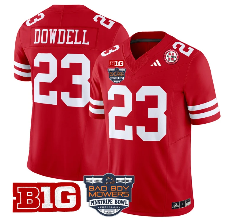 Dante Dowdell Jersey #23 Nebraska Cornhuskers 2025 Pinstripe Bowl Scarlet by My Store