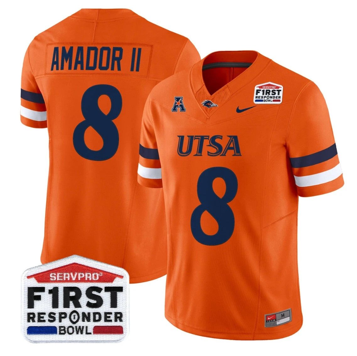 David Amador II Jersey #8 UTSA Roadrunners 2025 First Responder Bowl by My Store NCAA Football Jerseys