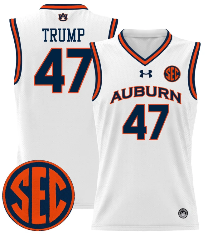 Donald Trump Jersey #47 Auburn Tigers 2024 Lightweight Basketball White by My store basketball
