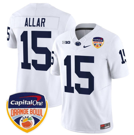 Drew Allar Jersey #15 Penn State Orange Bowl Patch Stitched White by NCAA Football Jersey