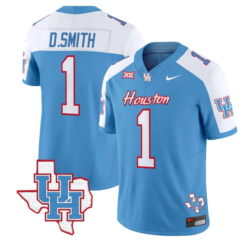 Donovan Smith Jersey #1 Houston Cougars Oilers Inspired Vapor College Football Limited Stitched Blue Alternate by My Store