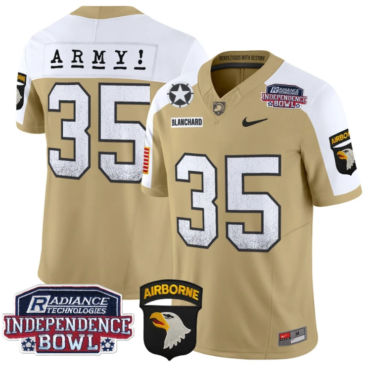 Doc Blanchard Jersey #35 Army Black Knights Independence Bowl Patch Tan Alternate by My Store