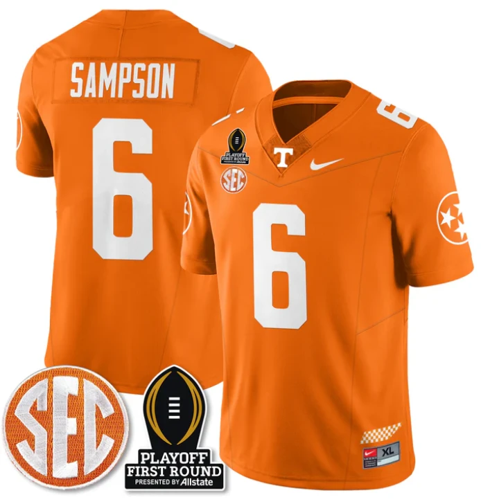 Dylan Sampson Jersey #6 Tennessee Vols Playoff First Round Patch Orange by NCAA Football Jersey
