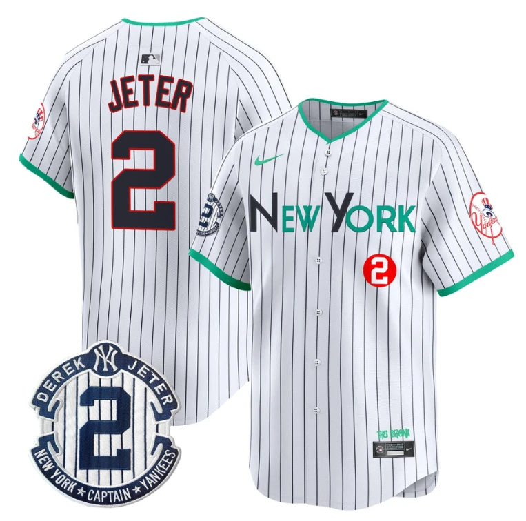 Derek Jeter Jersey #2 New York Yankees City Connect Vapor Premier Limited Stitched Pinstripe by My Store