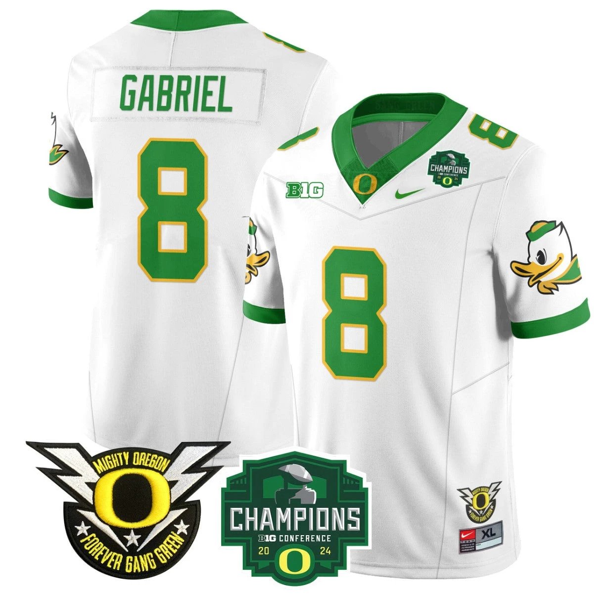 Dillon Gabriel Jersey #8 Oregon Ducks 2024 Big Ten Champions Football White by My Store