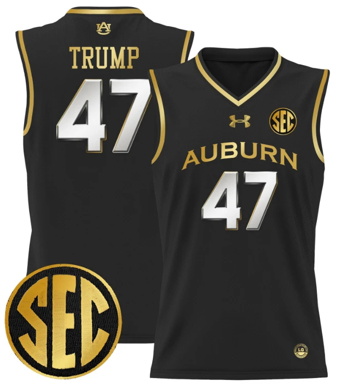 Donald Trump Jersey #47 Auburn Tigers 2024 Lightweight Basketball Black Gold by My store basketball