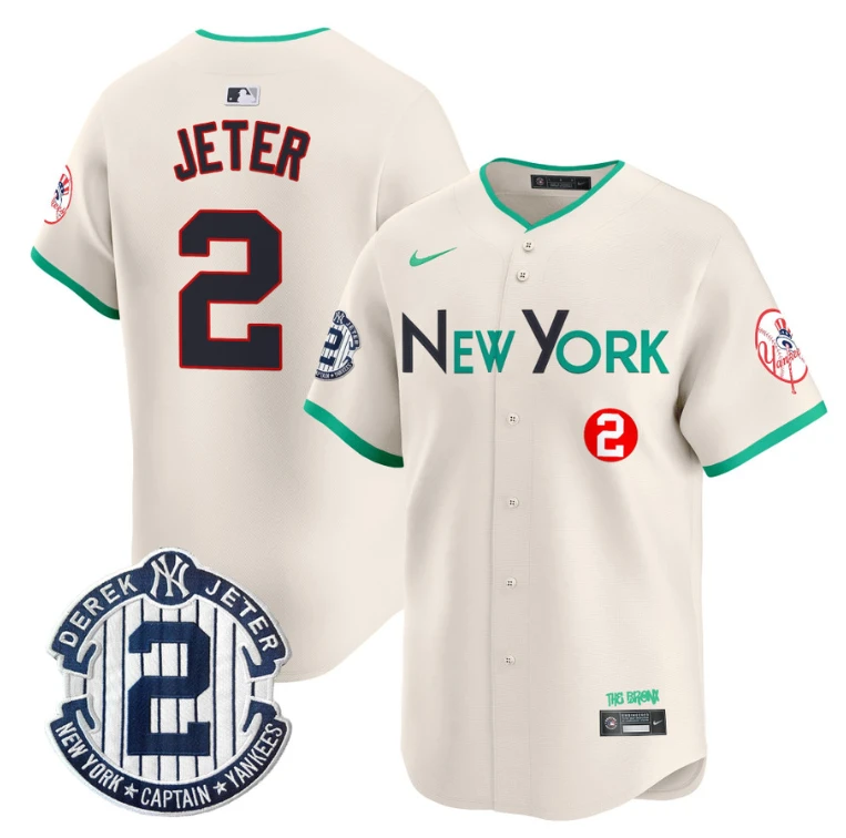 Derek Jeter Jersey #2 New York Yankees City Connect Vapor Premier Limited Stitched Cream by My Store