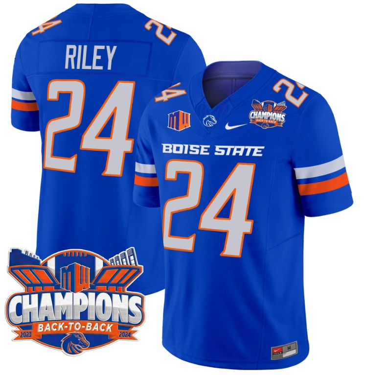 Dylan Riley Jersey #24 Boise State Broncos Back To Back Champions Royal by My Store