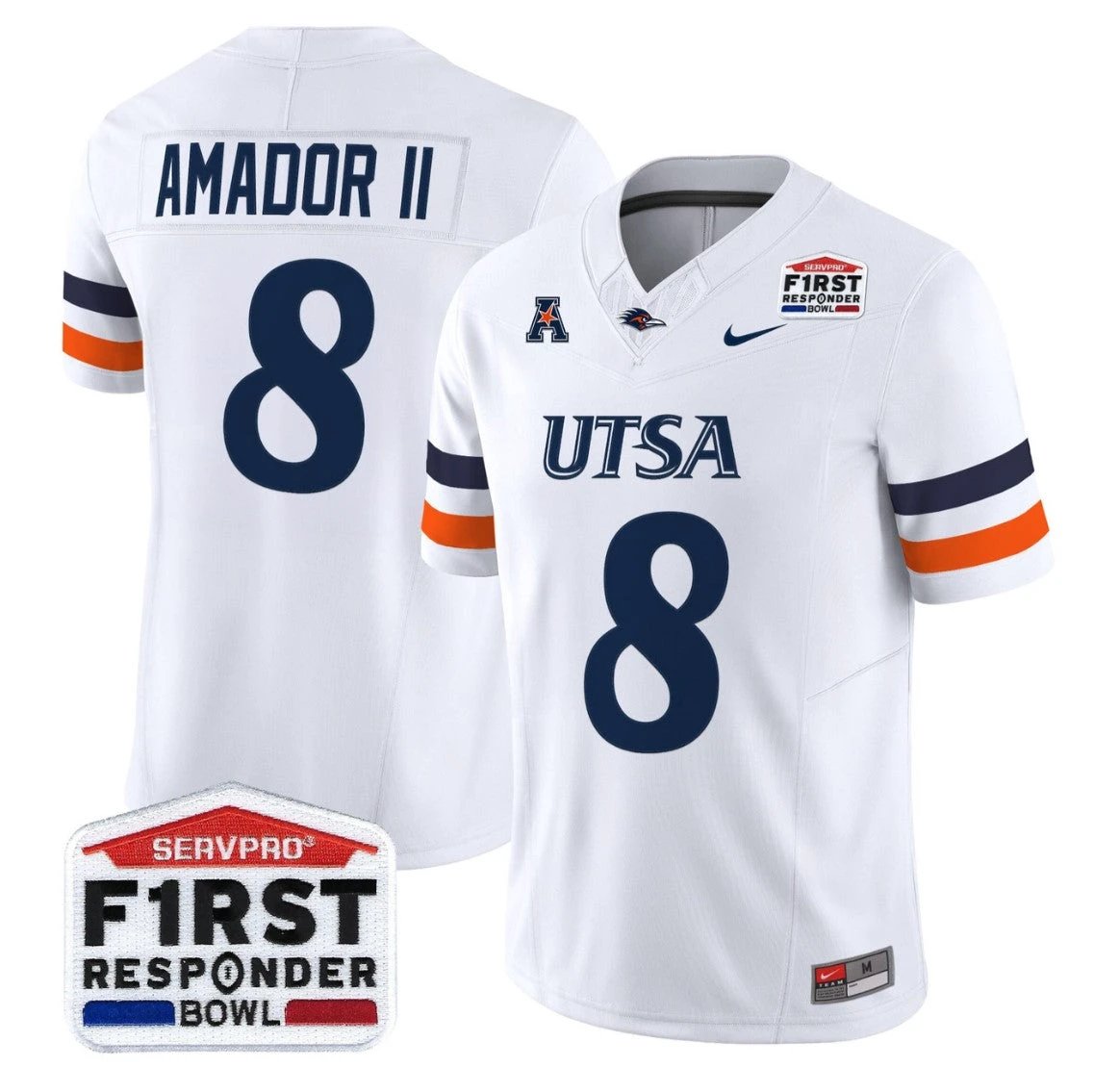 David Amador II Jersey #8 UTSA Roadrunners 2025 First Responder Bowl by My Store NCAA Football Jerseys