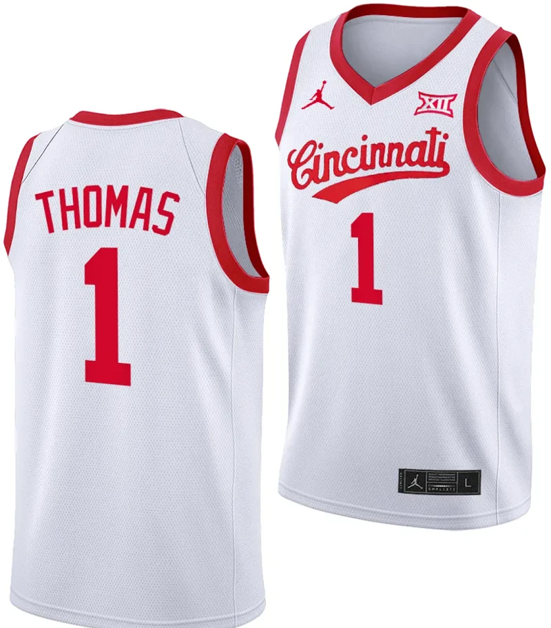 Day Day Thomas Jersey #1 Cincinnati Bearcats 70s Throwback Basketball White by My store basketball