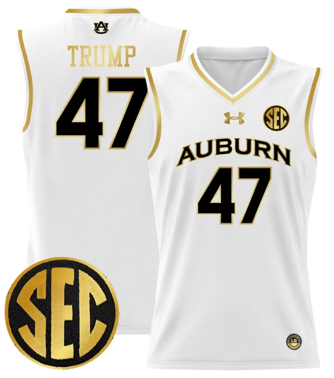 Donald Trump Jersey #47 Auburn Tigers 2024 Lightweight Basketball White Gold by My store basketball