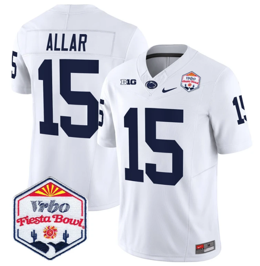 Drew Allar Jersey #15 Penn State 2024 Fiesta Bowl Patch Stitched White by NCAA Football Jersey