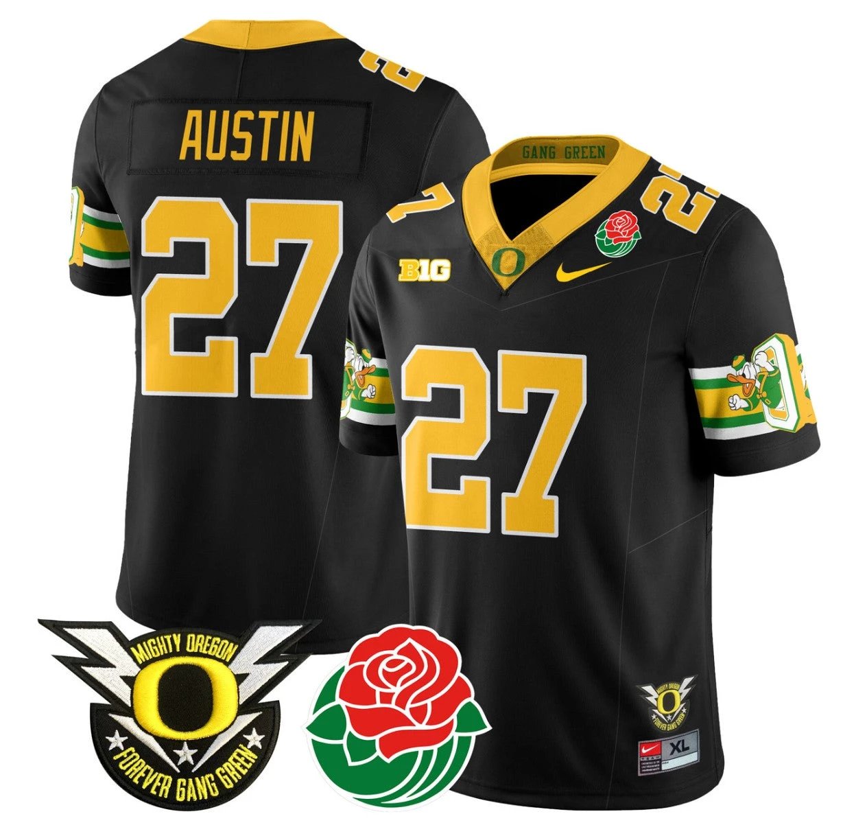 Daylen Austin Jersey #27 Oregon Ducks 2024 Rose Bowl Patch Football Black by My Store
