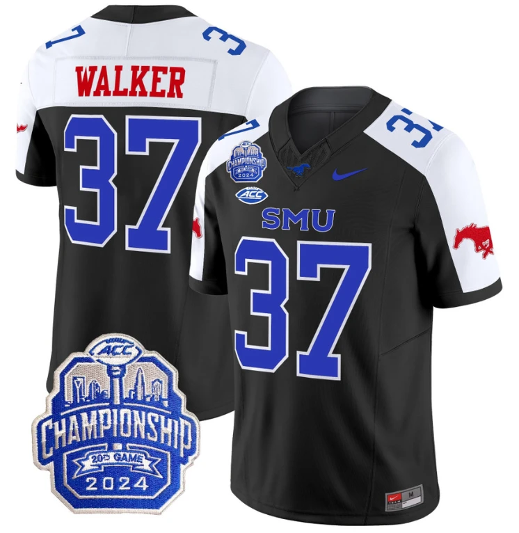 Doak Walker Jersey #37 SMU Mustangs 2024 ACC Championship Patch Black Alternate by My Store