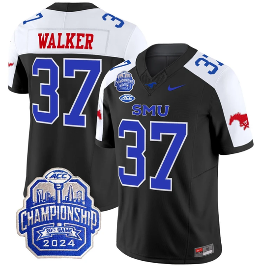 Doak Walker Jersey #37 SMU Mustangs 2024 ACC Championship Patch Black Alternate by My Store