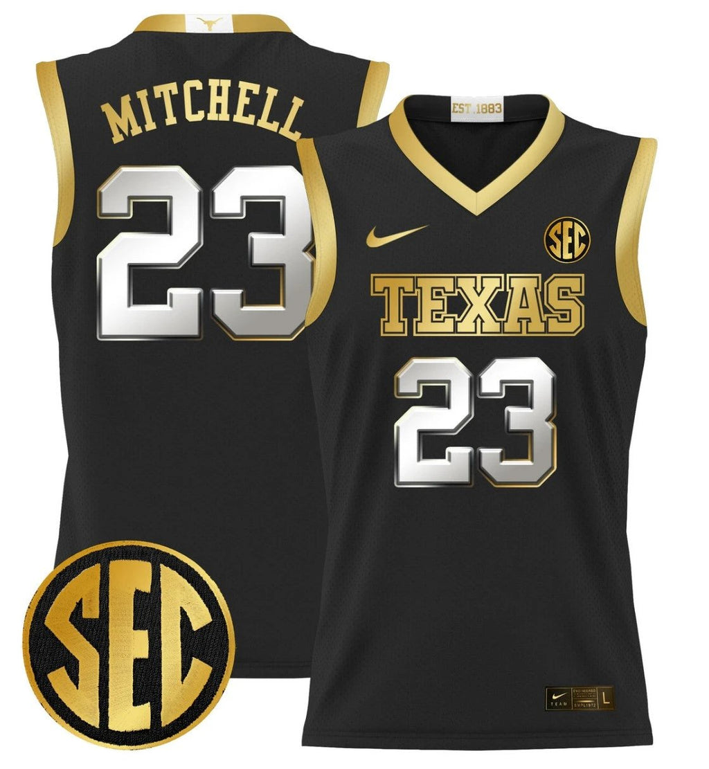 Dillon Mitchell Jersey #23 Texas Longhorns 2024 Lightweight Basketball Black Gold by My store basketball