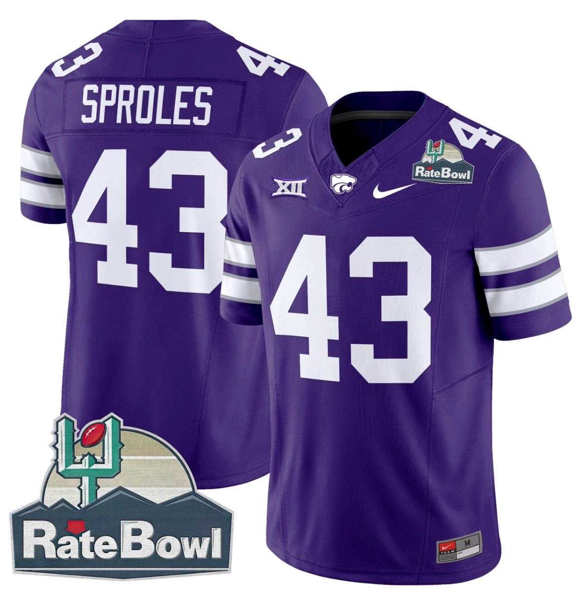 Darren Sproles Jersey #43 Kansas State Wildcats 2025 Rate Bowl Patch Purple by My Store