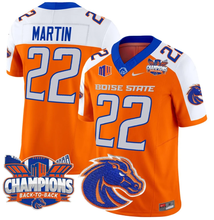 Doug Martin Jersey #22 Boise State Broncos Back To Back Champions Orange Alternate by My Store