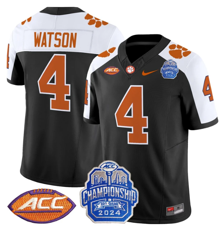 Deshaun Watson Jersey #4 Clemson Tigers 2024 ACC Championship Patch Black Alternate by My Store