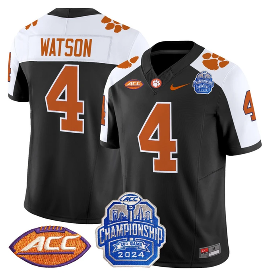 Deshaun Watson Jersey #4 Clemson Tigers 2024 ACC Championship Patch Black Alternate by My Store