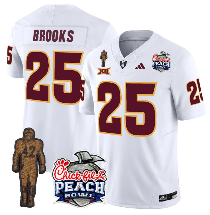 DeCarlos Brooks Jersey #25 Sun Devils Pat Tillman Peach Bowl Patch White by My Store
