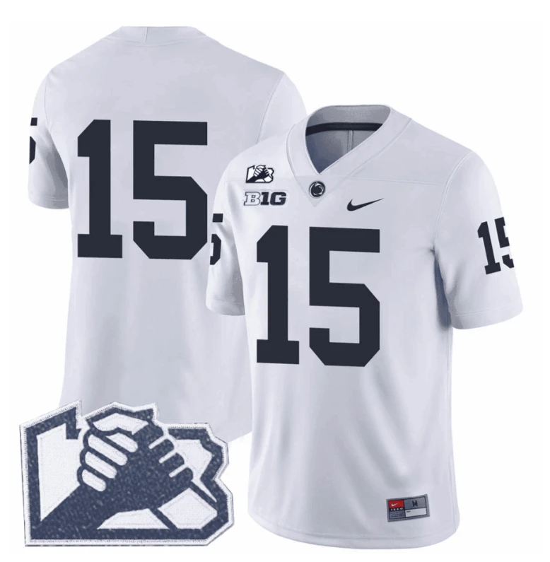 Drew Allar Jersey #15 No Name Penn State Unity Patch Limited Stitched White by My Store