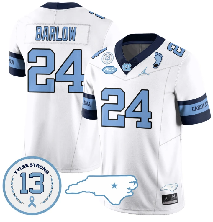 Darwin Barlow Jersey #24 North Carolina Tar Heels Vapor College Football Stitched Alternate Blue by My Store