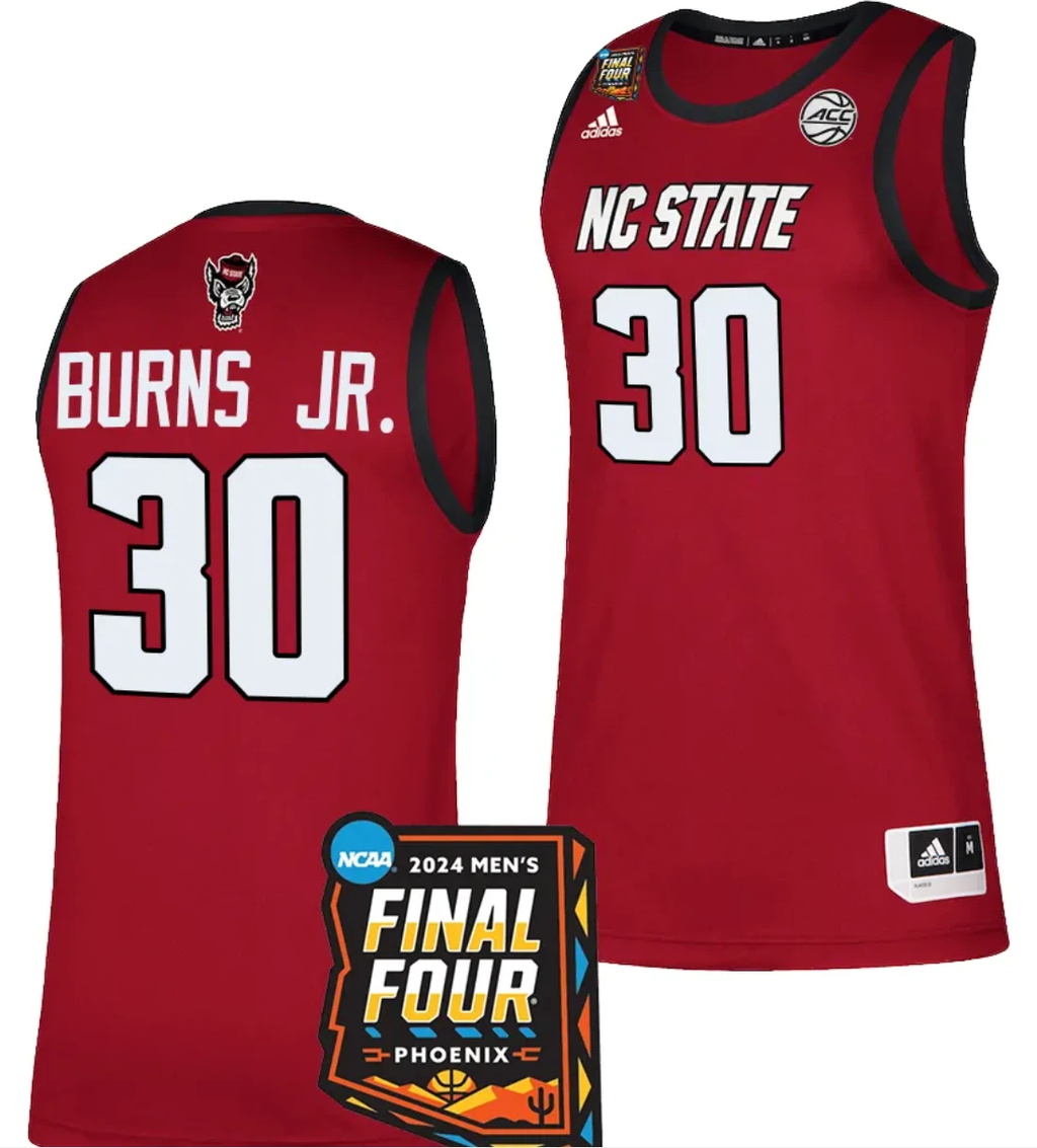 DJ Burns Jr Jersey #30 NC State Wolfpack 2024 NCAA March Madness Final Four Basketball Red by My store basketball