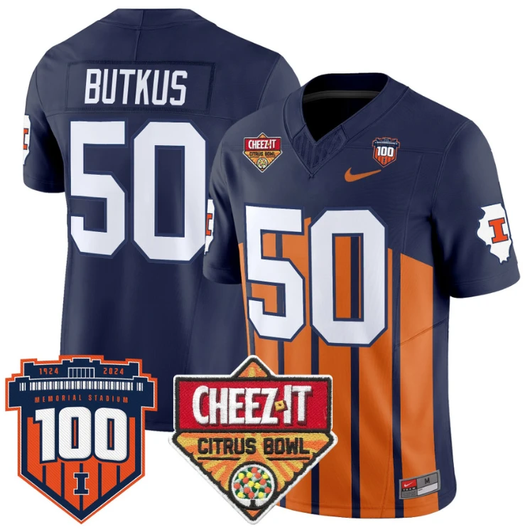 Dick Butkus Jersey #50 Illinois Fighting 2025 Cheez-It Citrus Bowl Throwback by My Store