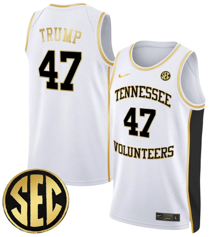 Donald Trump Jersey #47 Tennessee Vols 2024 Swingman Basketball White Gold by My store basketball