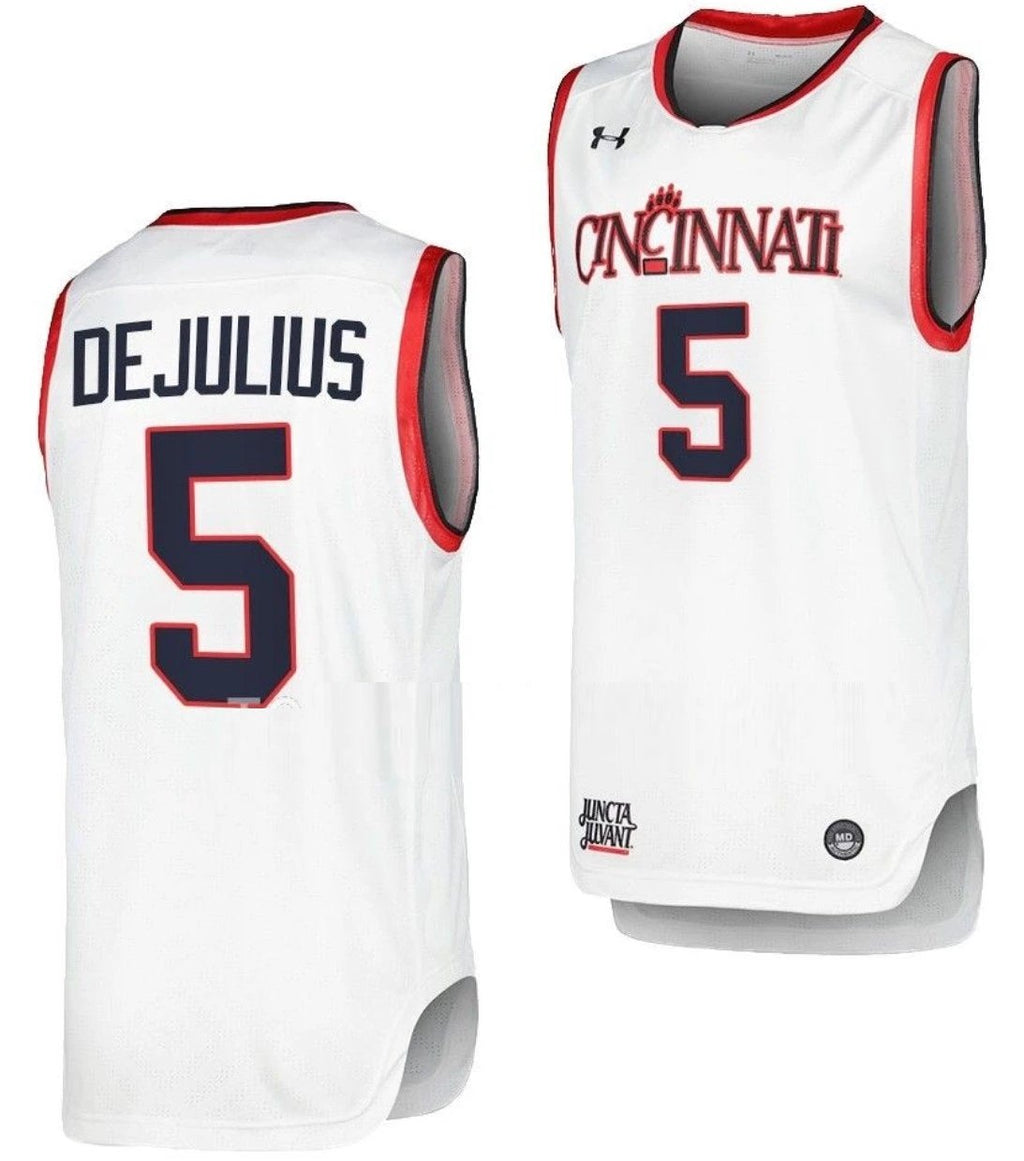 David DeJulius Jersey Cincinnati Bearcats College Basketball Replica White #5 by My store basketball