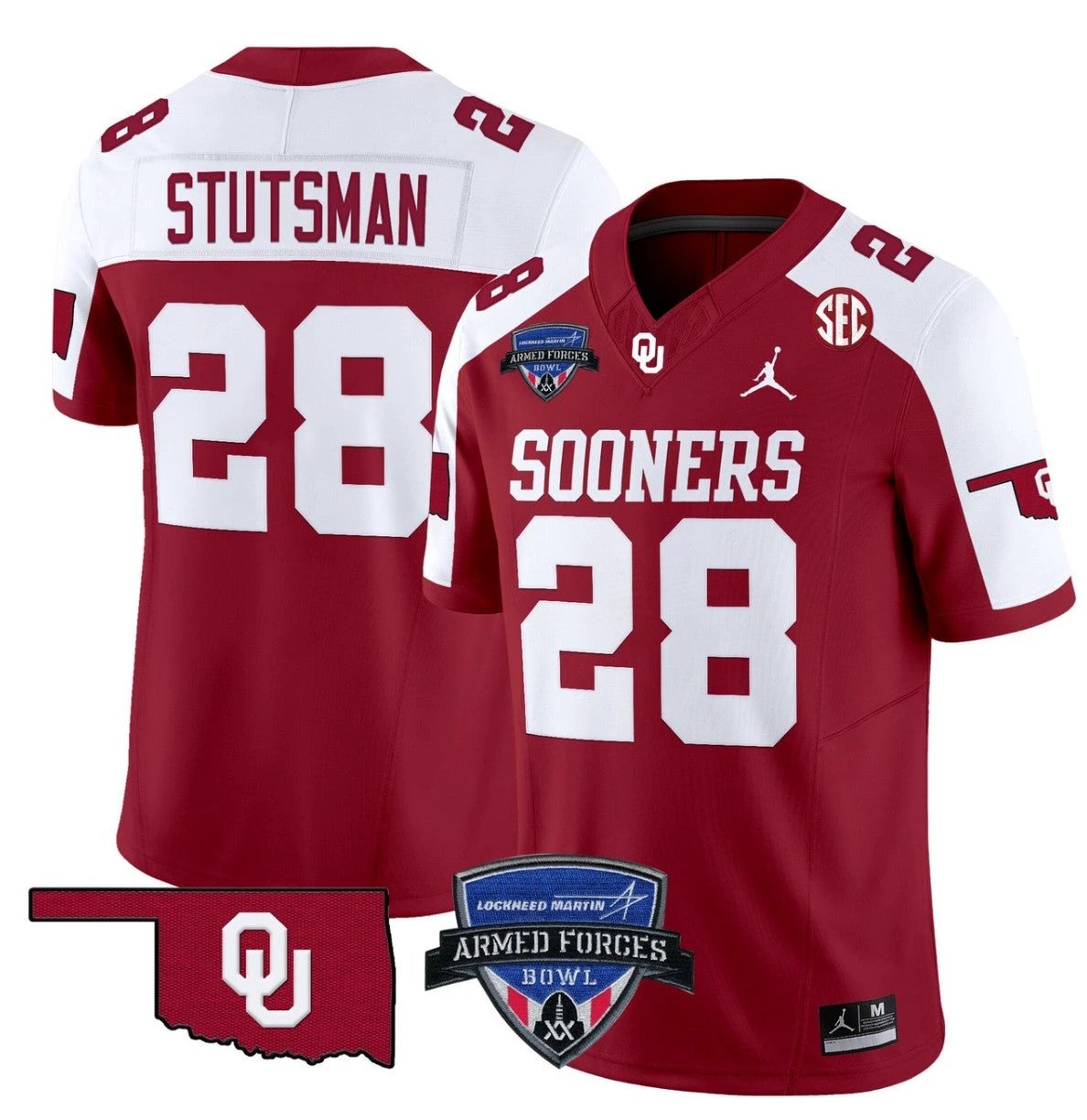 Danny Stutsman Jersey #28 Oklahoma Sooners 2025 Armed Forces Bowl Patch Alternate by My Store