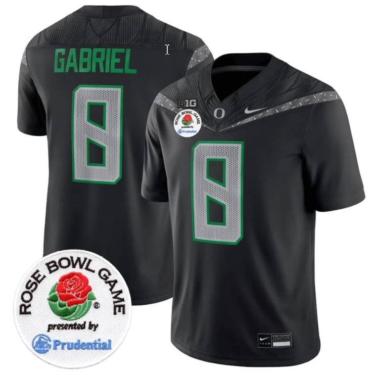 Dillon Gabriel Jersey #8 Oregon Ducks Rose Bowl Patch Vapor Limited V2 Black by NCAA Football Jersey