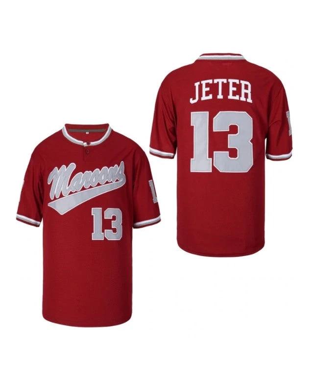 Derek Jeter Kalamazoo High School Maroon Giants Baseball Jersey by My Store