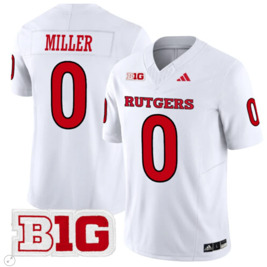Dymere Miller Jersey #0 Rutgers Scarlet Knights Vapor Limited Football White by My Store
