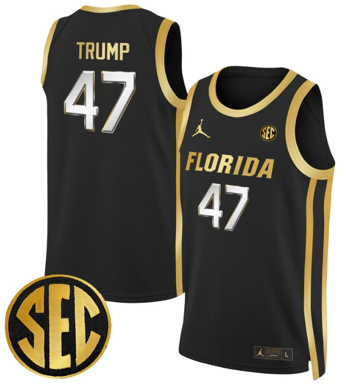 Donald Trump Jersey #47 Florida Gators Swingman Basketball Stitched Black Gold by My store basketball