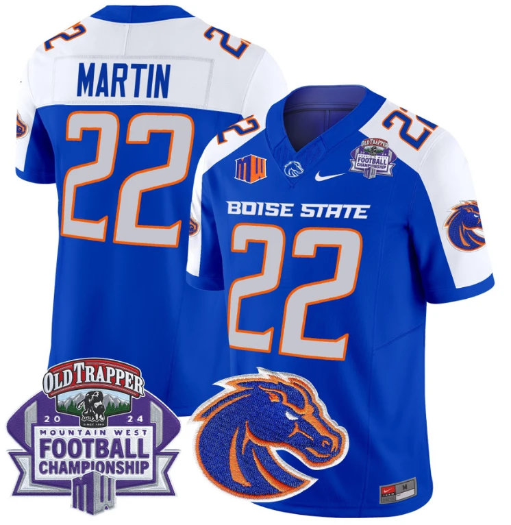 Doug Martin Jersey #22 Boise State Broncos 2024 Championship Vapor Royal Alternate by My Store