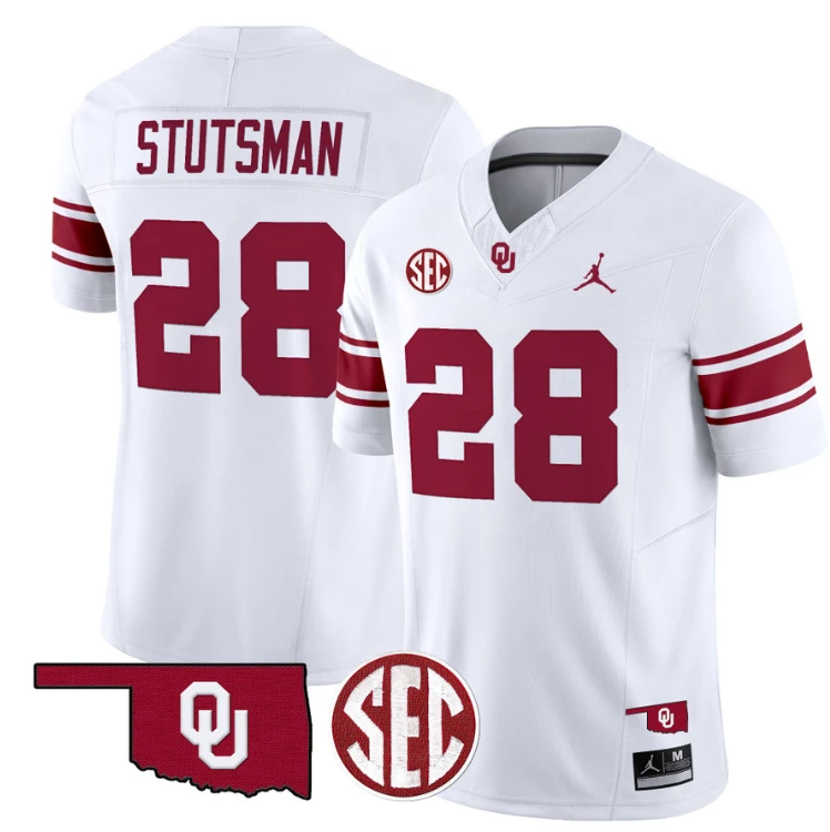 Danny Stutsman Jersey #28 Oklahoma Sooners Football Throwback Vapor Limited Stitched White by My Store