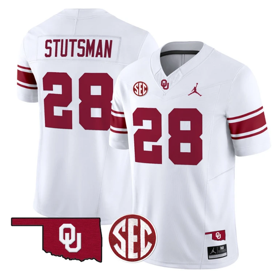 Danny Stutsman Jersey #28 Oklahoma Sooners Football Throwback Vapor Limited Stitched White by My Store