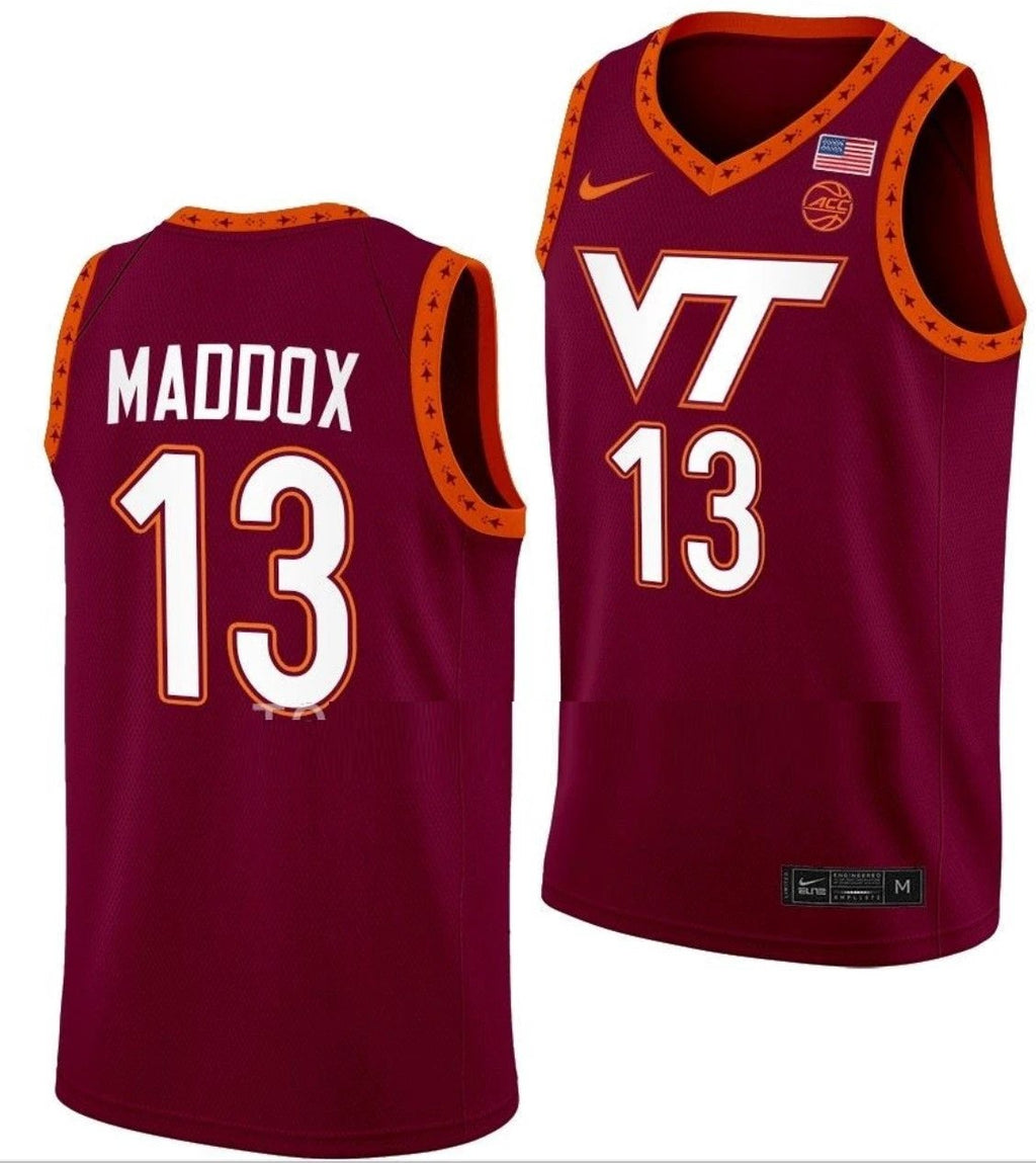 Dairus Maddox Jersey Virginia Tech Hokies College Basketball Swingman Maroon #13 by My store basketball