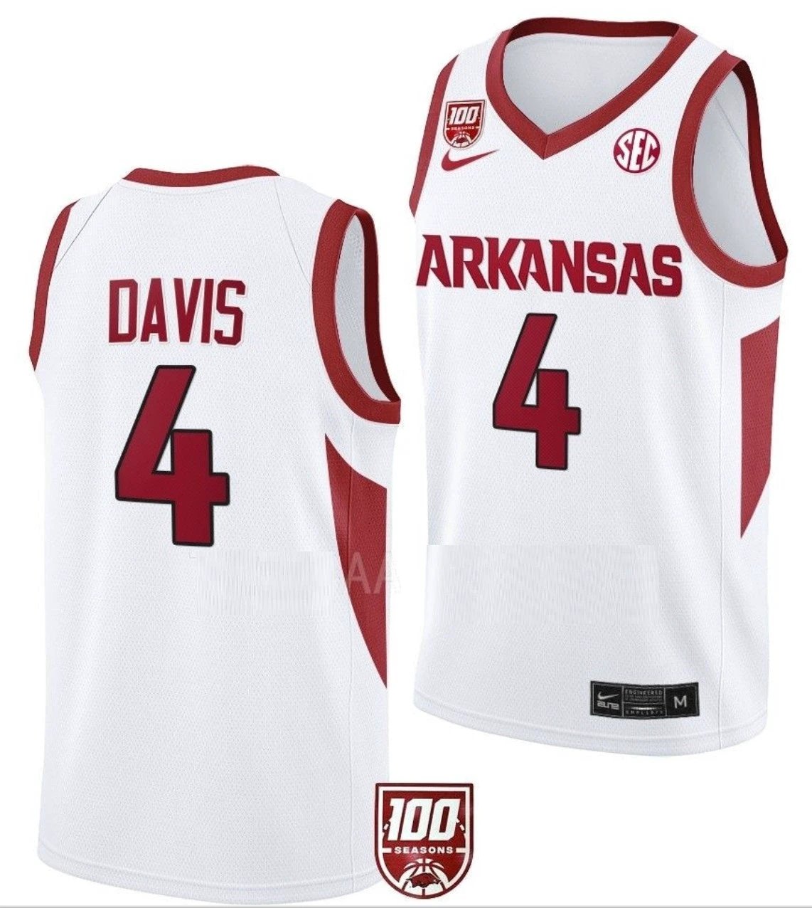 Davonte Davis Jersey Arkansas Razorbacks College Basketball 100 Season #4 by My store basketball