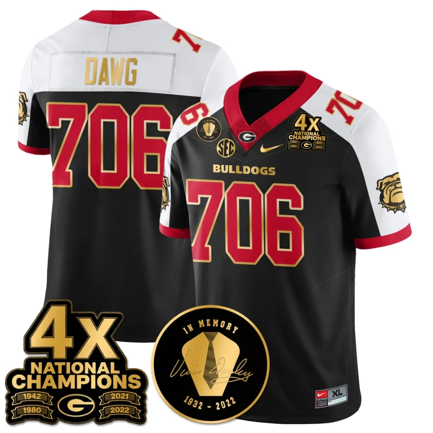 Dawg Jersey #706 Georgia Bulldogs 4x-Time National Champions Stitched by My Store NCAA Football Jerseys
