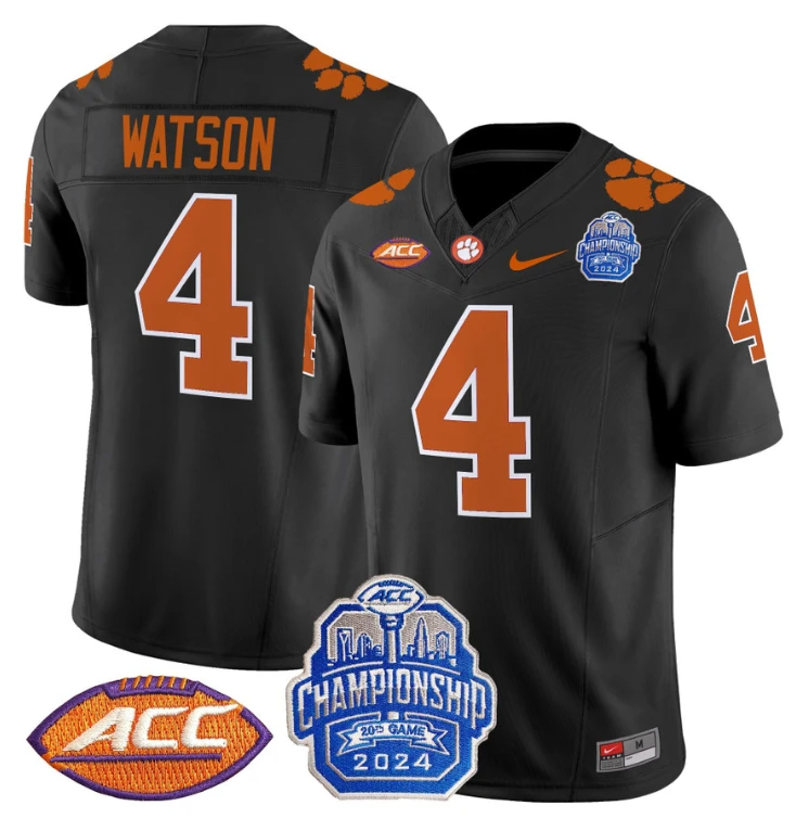 Deshaun Watson Jersey #4 Clemson Tigers 2024 ACC Championship Patch Black by My Store
